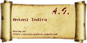 Antoni Indira névjegykártya
